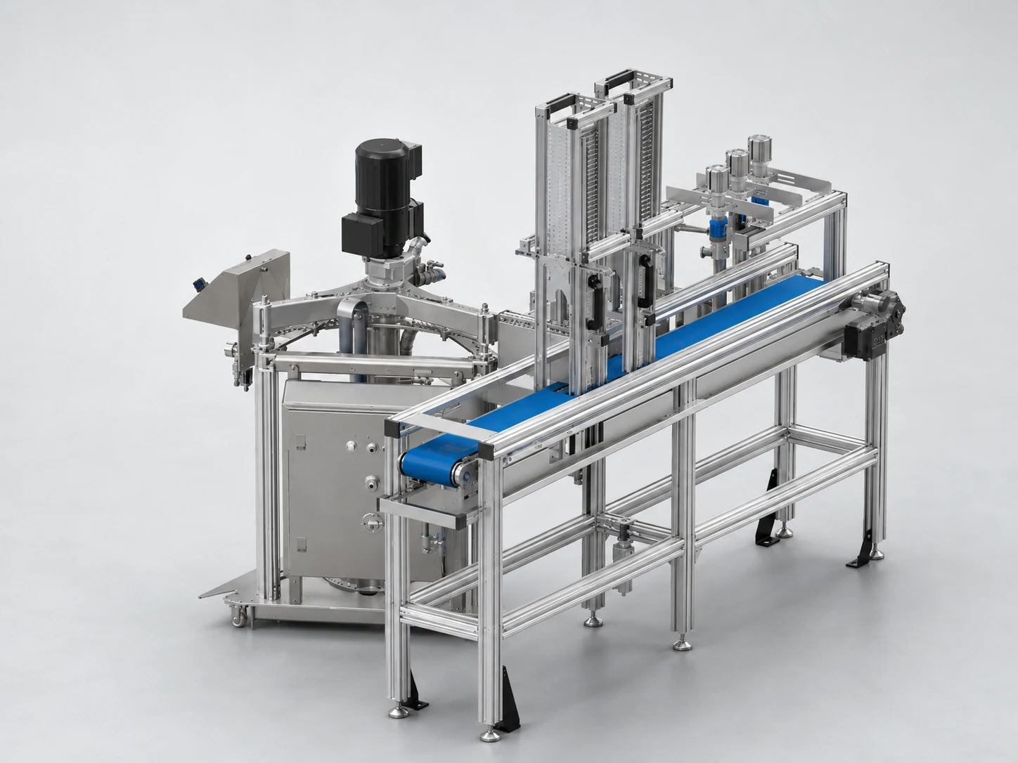 Sondermaschine mit Förderband und modularer Aluminiumprofil-Konstruktion
